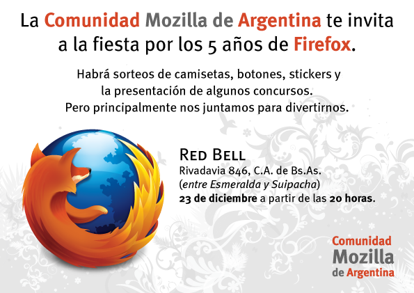 Invitación a la fiesta por los 5 años de Mozilla Firefox